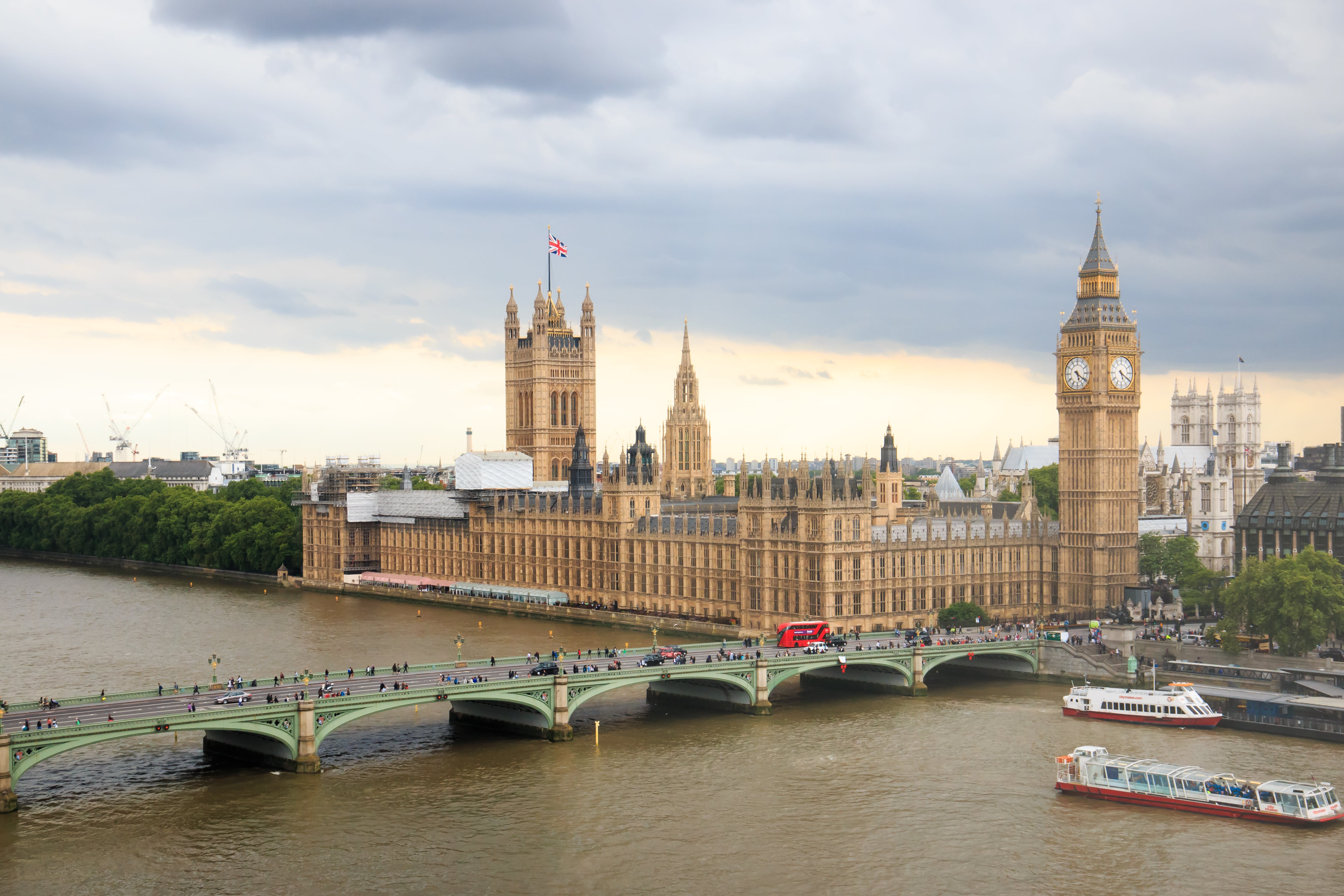 Big Ben and Westminster Bridge in London, UK