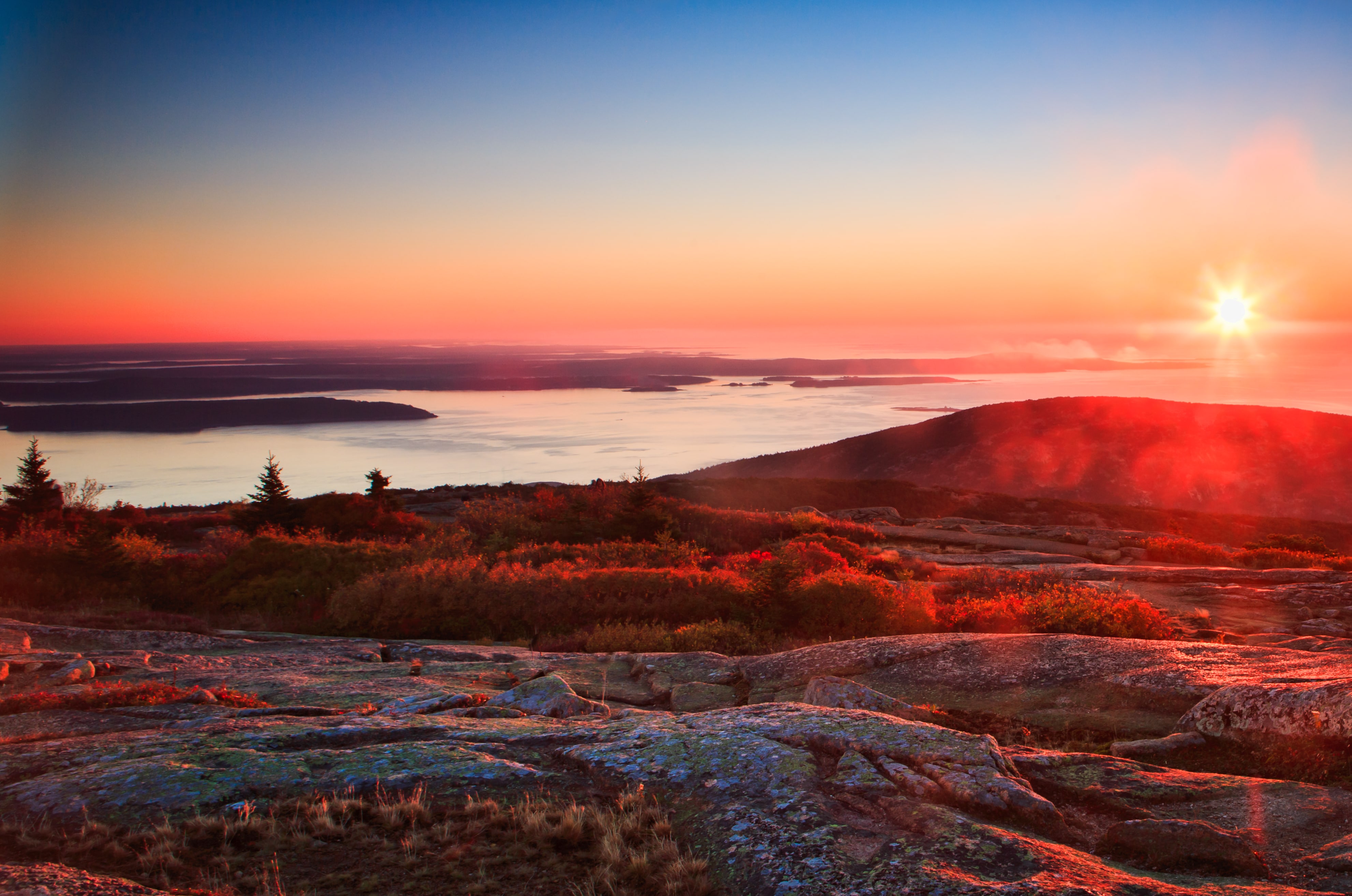Sunrise over Cadillac Mountain in Acadia National Park, Maine