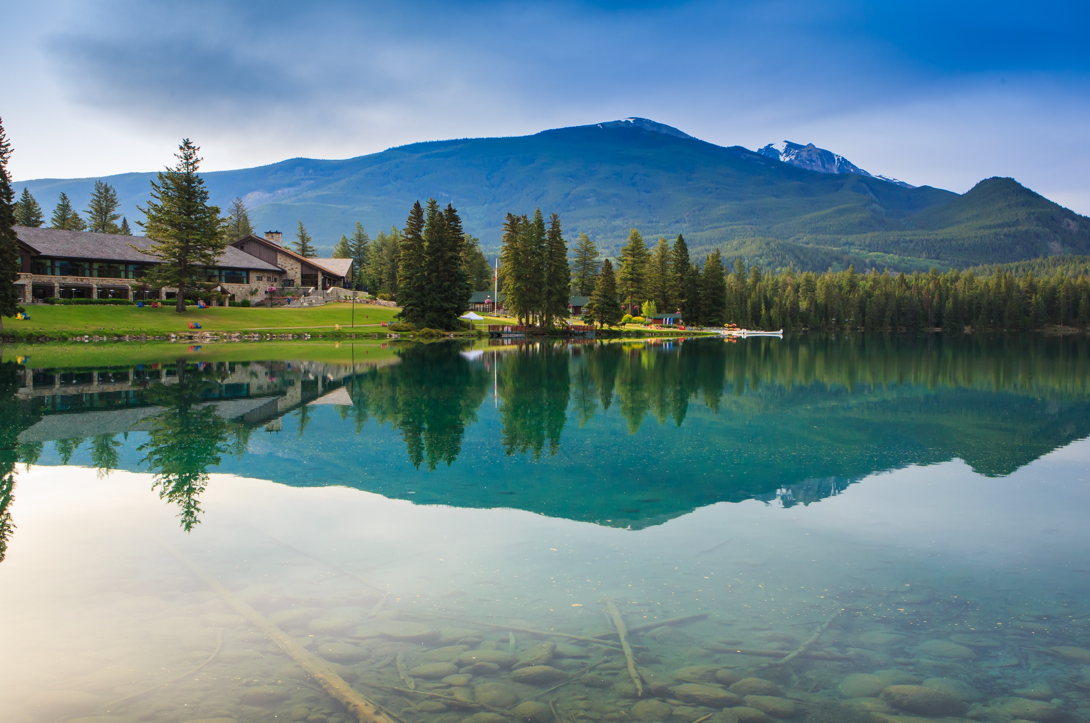 Fairmont Jasper Lodge near Beauvert Lake in Jasper National Park, Canada
