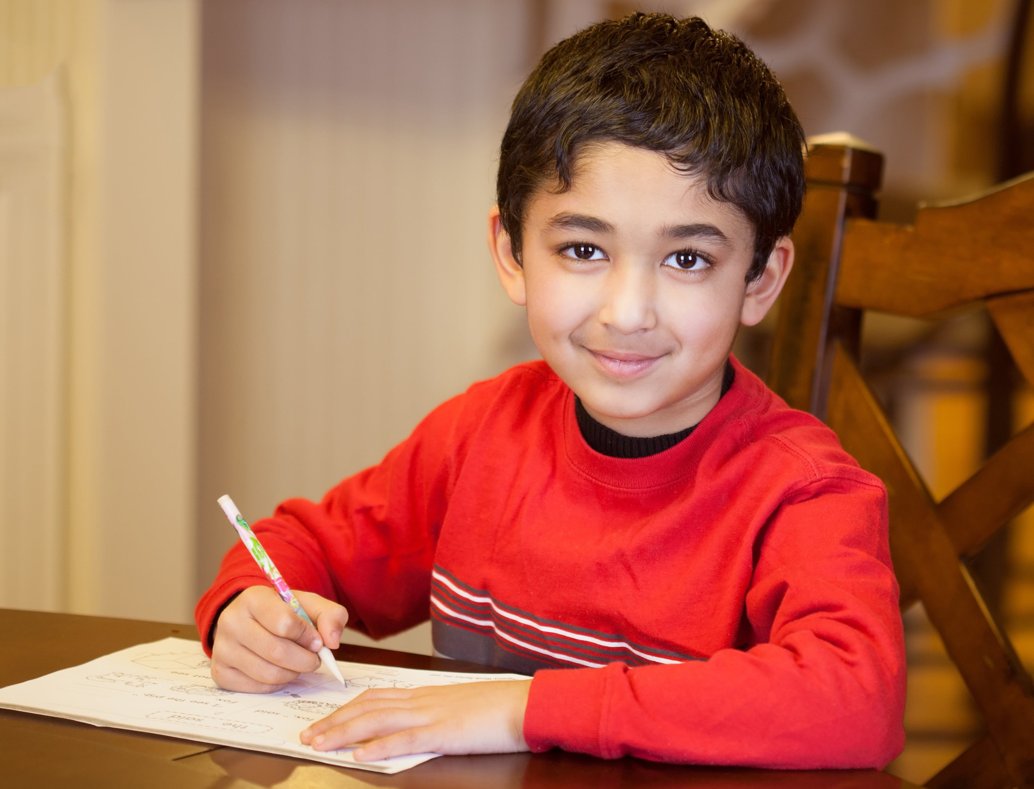 Kid working on homework