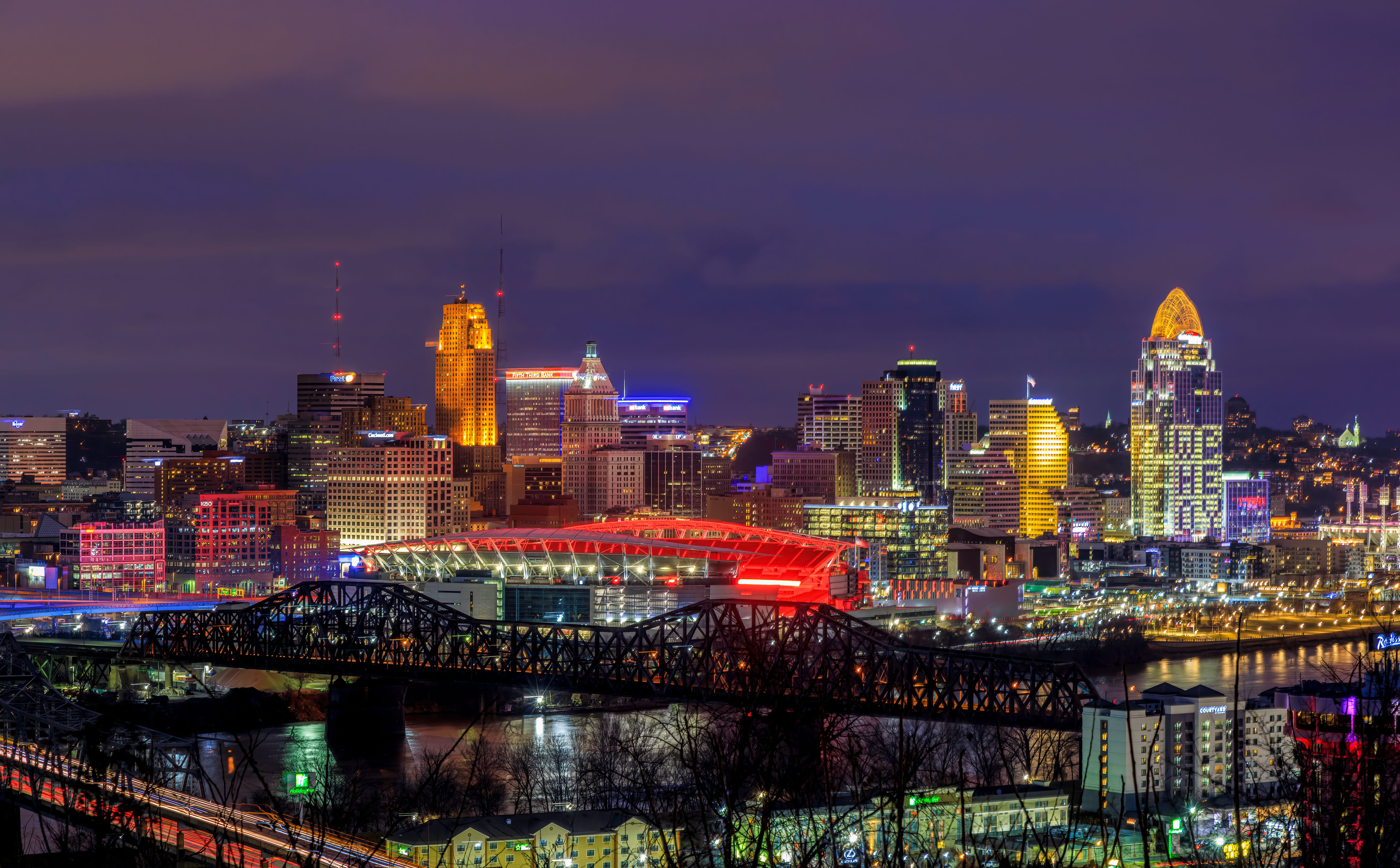 Cincinnati Night Skyline prior to Super Bowl, Ohio